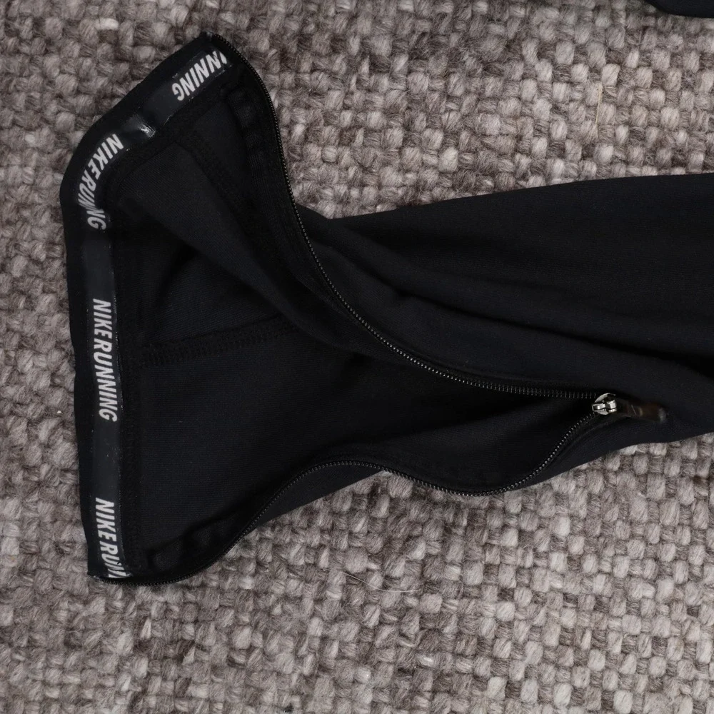 Nike Dri-FIT Running Leggings Women Small Black Good Zipper Ankle Reflective